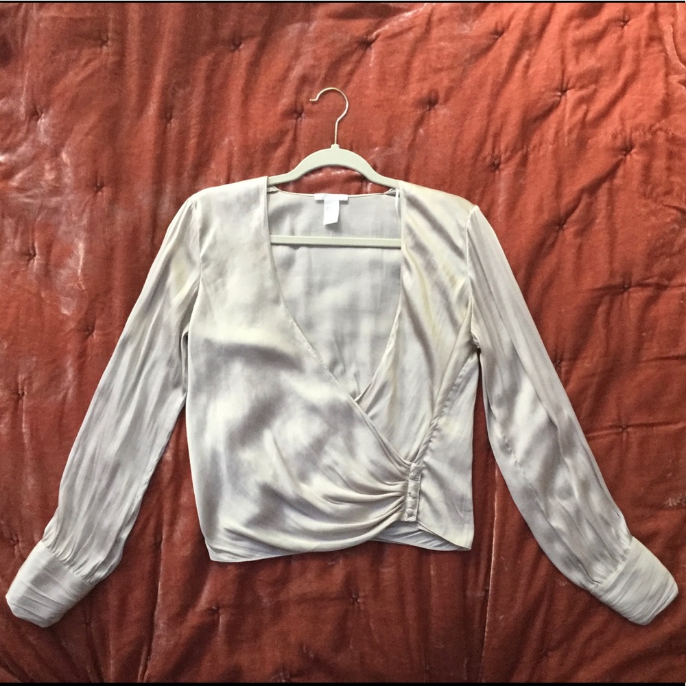 H&M - beige long sleeve blouse